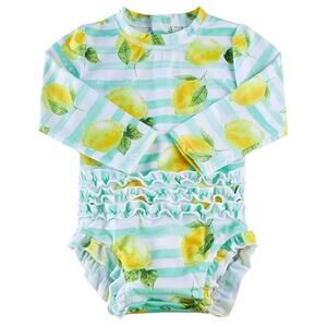 Uideazone Lemon Print Rash Guard Swimsuit - Size 100